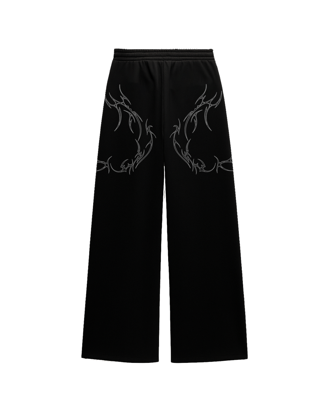 Engrave Black Unisex Straight Fit Baggy Pants