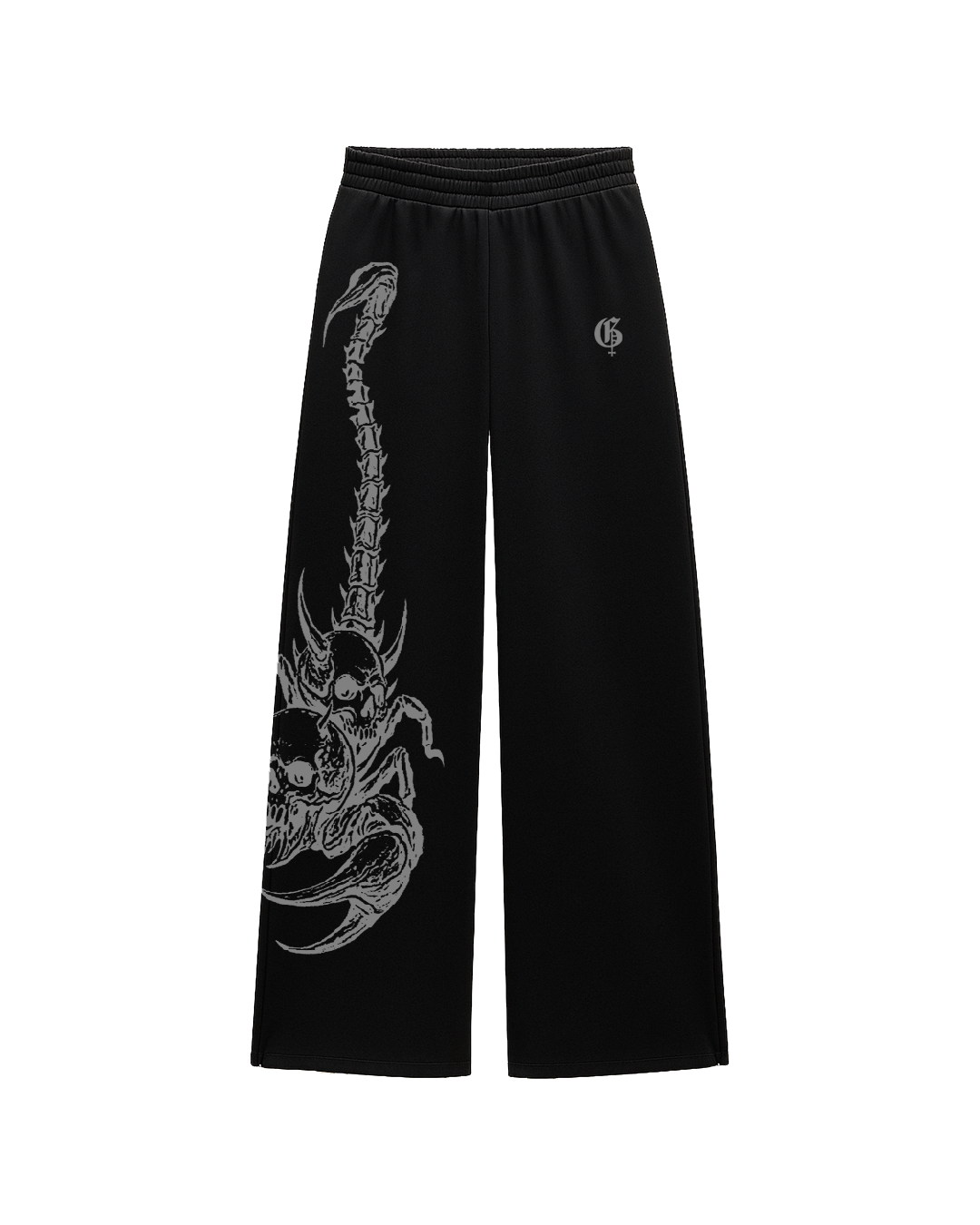 Skullpion Black Unisex Straight Fit Baggy Pants
