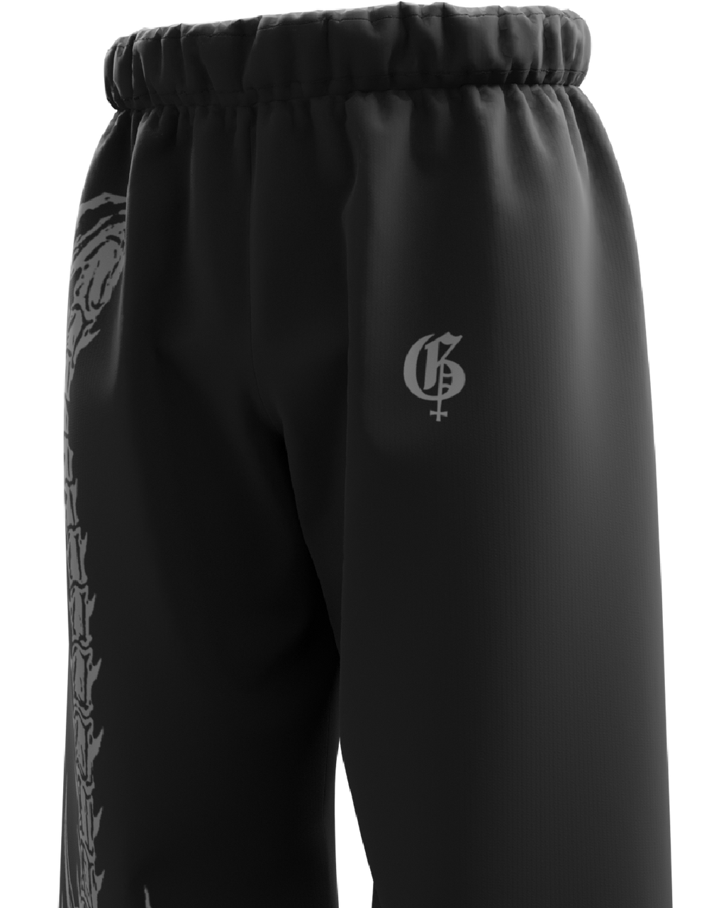 Skullpion Black Unisex Straight Fit Baggy Pants