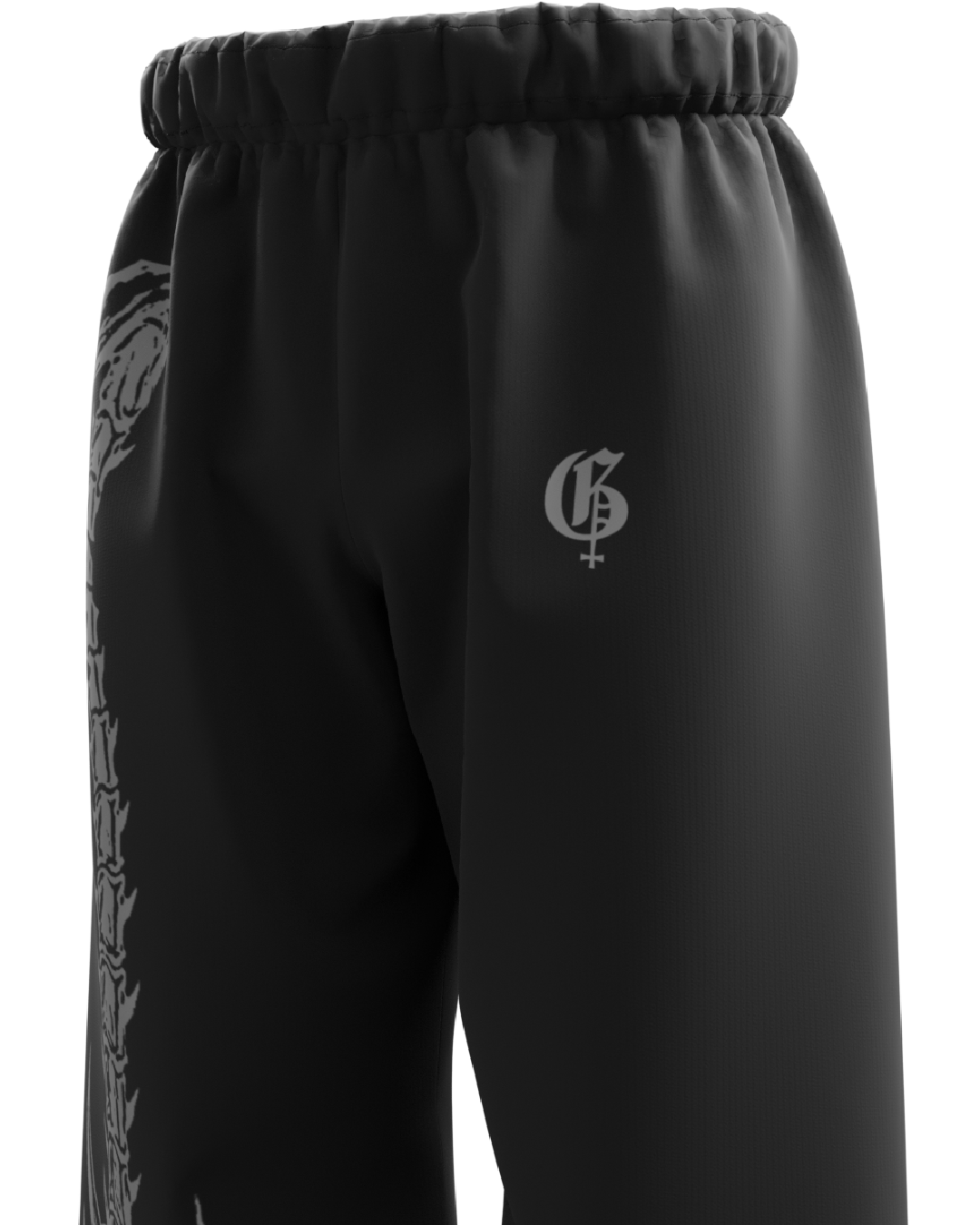 Skullpion Black Unisex Straight Fit Baggy Pants