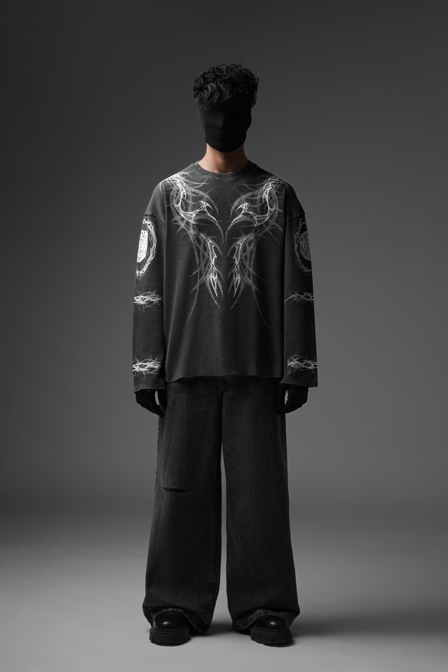 Malevolent Body - Waffle Fabric Full Sleeve T-shirt