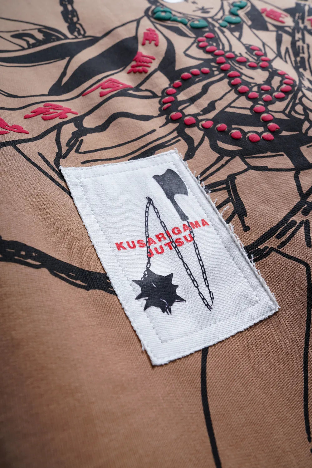 Pillar Of Stone - Anime oversized tshirt with Patchwork (Beige)