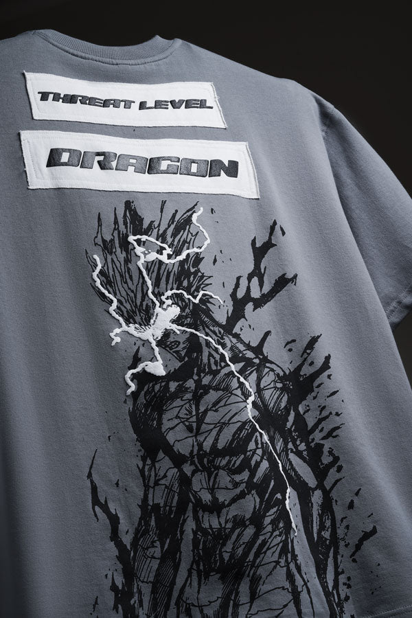 Threat Level Dragon V2 - Anime oversized tshirt with Patchwork